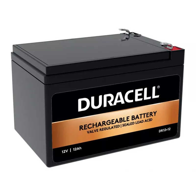 Duracell 12V 12Ah VRLA akumulators, noslēgts svina-skābes (VRLA), 12 V, 12 Ah, 12000 mAh, 144 Wh, melns