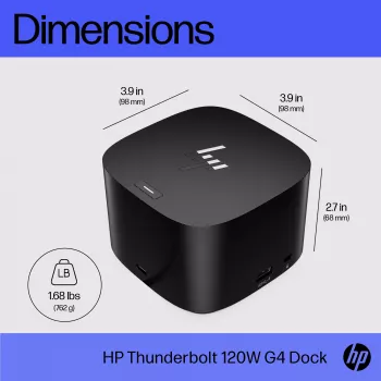 HP Thunderbolt Dock 120W G4, vadu, Thunderbolt 4, melns, Kensington, Ķīna, Taizeme, Taivāna, biznesam