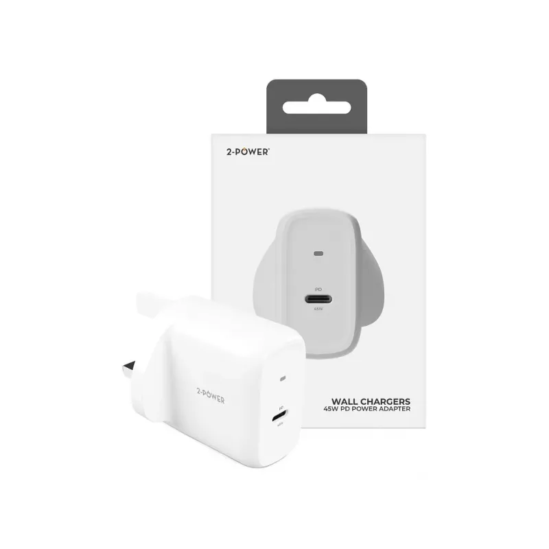 2-Power 2PWC45W01G-UK sienas lādētājs, 45 W, GaN, USB-C