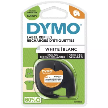 DYMO LetraTag gludināmie auduma marķējumi | 12 mm x 2 m | Melns uz balta
