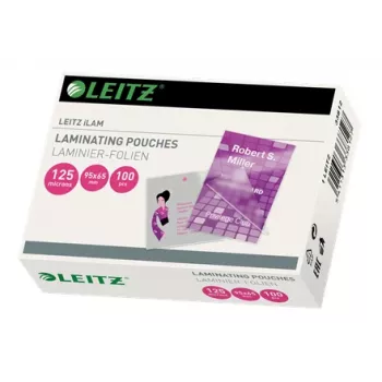 Leitz iLAM Spīdīgas Laminēšanas Kabatas 95 x 65 mm, 125 mikroni, Iepakojumā 100 gab.