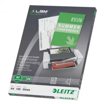 Leitz iLAM pašlīmējošās A4 laminēšanas kabatiņas, 80 mikroni, 100 gab.