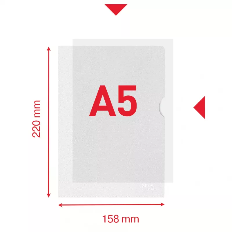 Esselte Premium A5 mape projektiem, caurspīdīga, portreta formātā, 40 lapām