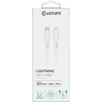 eSTUFF ES602101 Lightning kabelis 1 m Balts