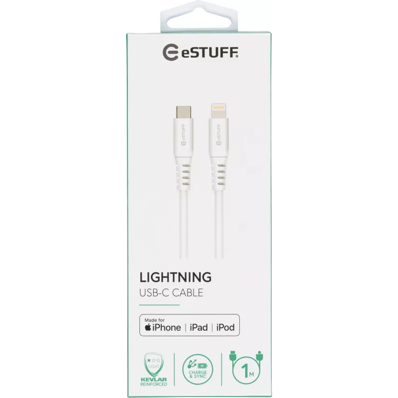 eSTUFF ES602101 Lightning kabelis 1 m Balts