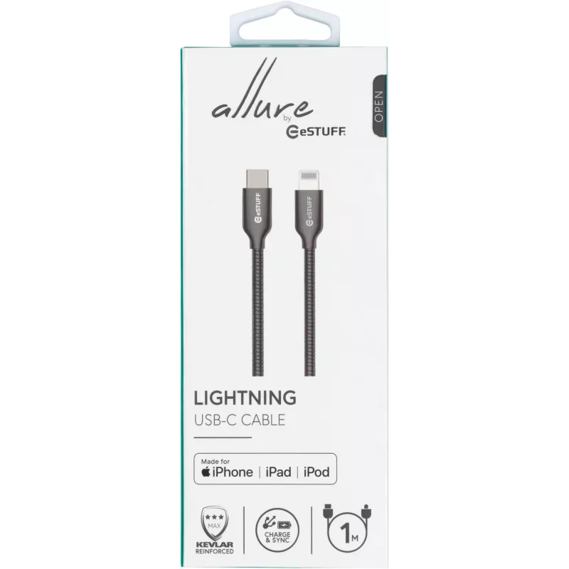 eSTUFF ES602160 Lightning kabelis 1 m Nerūsējošais tērauds