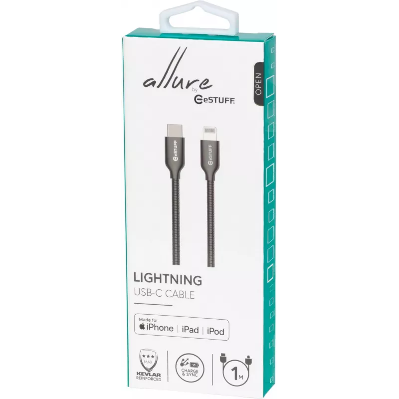 eSTUFF ES602160 Lightning kabelis 1 m Nerūsējošais tērauds