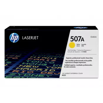 HP 507A dzeltena oriģinālā LaserJet tonera kasetne, 6000 lapas, dzeltena, 1 gab.