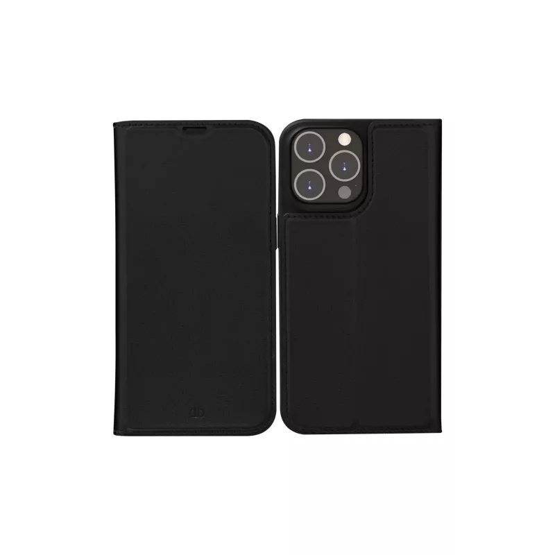 Folio telefona maciņš dbramante1928 Oslo iPhone 14 Pro Max — Melns, 3 kabatas kartēm, galda statīvs, piemērots 6.7 collu