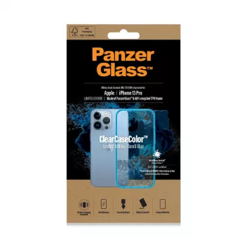 PanzerGlass ClearCase Color iPhone 13 Pro Bondie Blue – caurspīdīgs aizsargmaciņš ar zilu maliņu