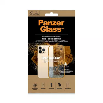 PanzerGlass ClearCase Color aizsargmaciņš iPhone 13 Pro Max 6,7 collu — PET un rūdīts stikls, oranžs