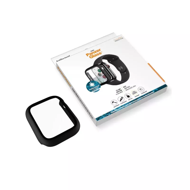 Aizsargstikls PanzerGlass Full Body Apple Watch Series 4/5/6/SE 40mm — Melns, 29.8×35.1×0.43 mm