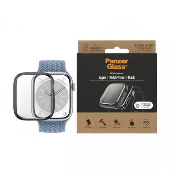 PanzerGlass® pilna korpusa stikla aizsargs Apple Watch Series 9 | 8 | 7 | 41mm | Melns