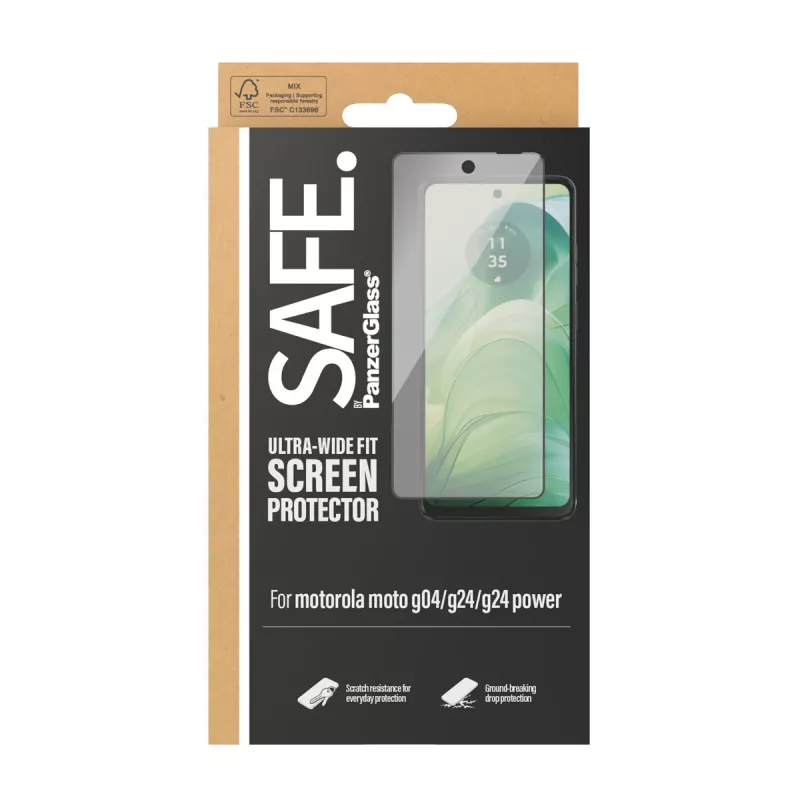 PanzerGlass SAFE. by ® Ekrāna aizsargs Motorola moto G04 | G24 | G24 power | Ultra-Wide Fit