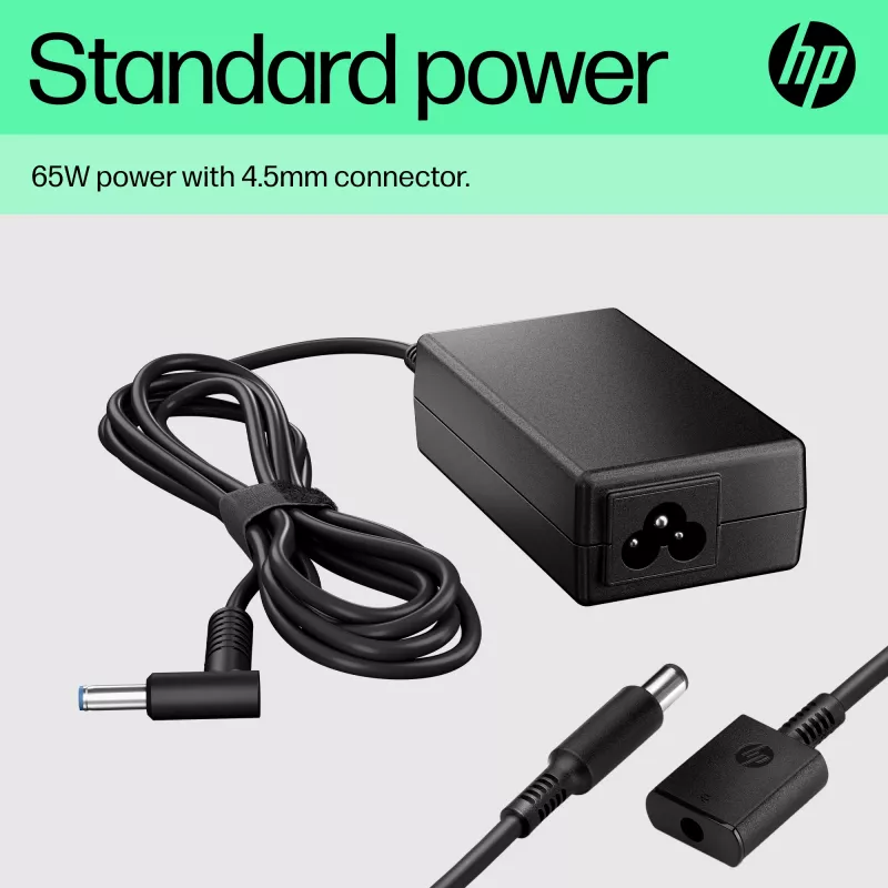 HP 65W Smart AC lādētājs klēpjdatoriem, iekštelpu, 65 W, saderīgs ar HP ProBook 440 G6, 450 G6, ProBook x360 11 un citiem, melns