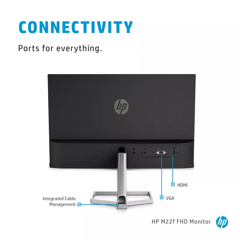 HP M22f FHD monitors, 54.6 cm (21.5 collas), 1920 x 1080 pikseļi, Full HD, LCD, 5 ms, Melns