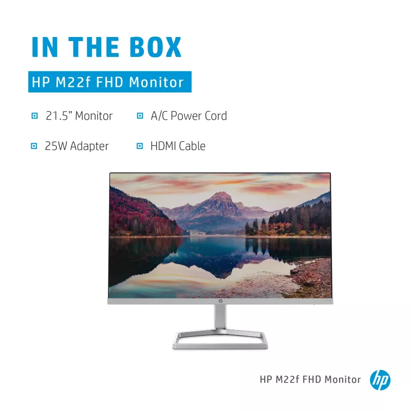 HP M22f FHD monitors, 54.6 cm (21.5 collas), 1920 x 1080 pikseļi, Full HD, LCD, 5 ms, Melns