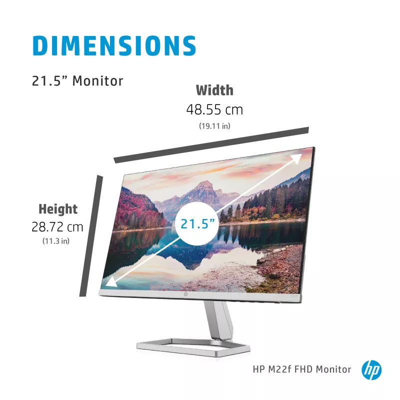 HP M22f FHD monitors, 54.6 cm (21.5 collas), 1920 x 1080 pikseļi, Full HD, LCD, 5 ms, Melns