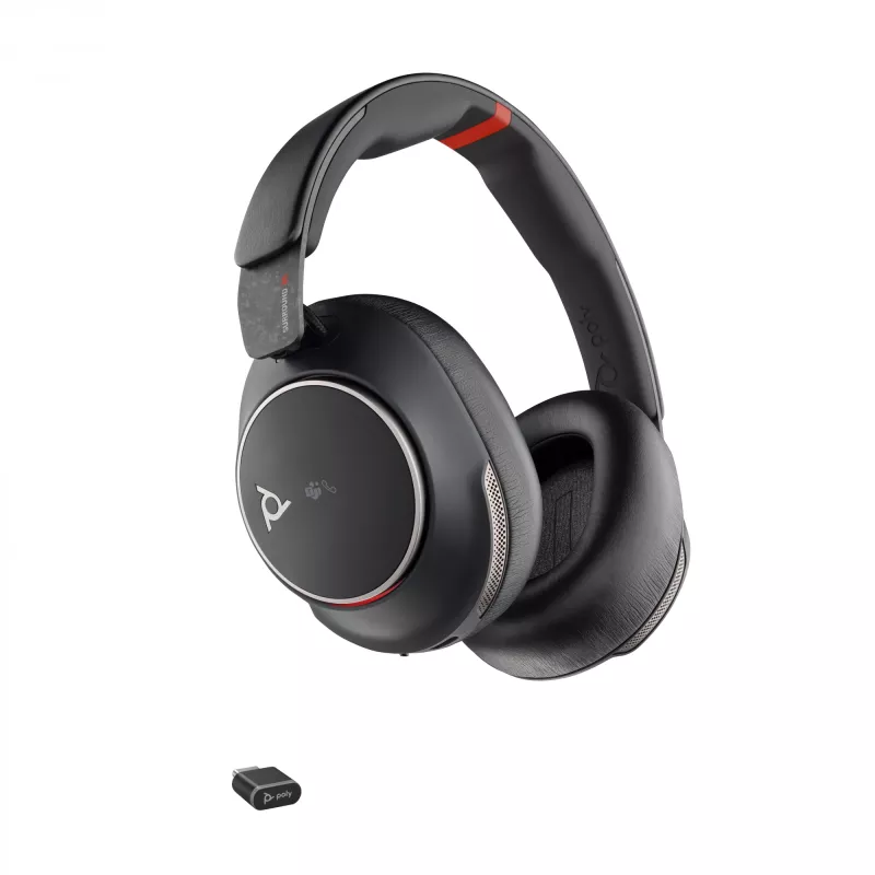 HP Poly Voyager Surround 85 UC Microsoft Certified USB-C austiņas + USB-C/A adapteris + uzlādes statīvs