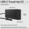 HP USB-C Travel Hub G3 — USB 3.2 Gen 2, HDMI, USB-A, PD līdz 65 W, 116×41.9×14.5 mm