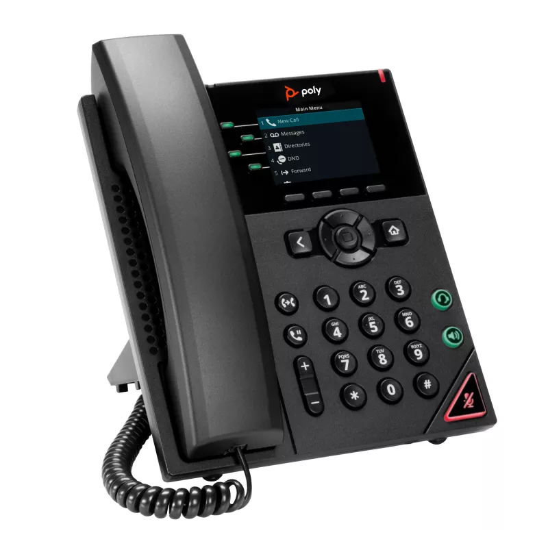 HP Poly VVX 250 IP telefons ar 4 līnijām, PoE, melns, LCD 320x240