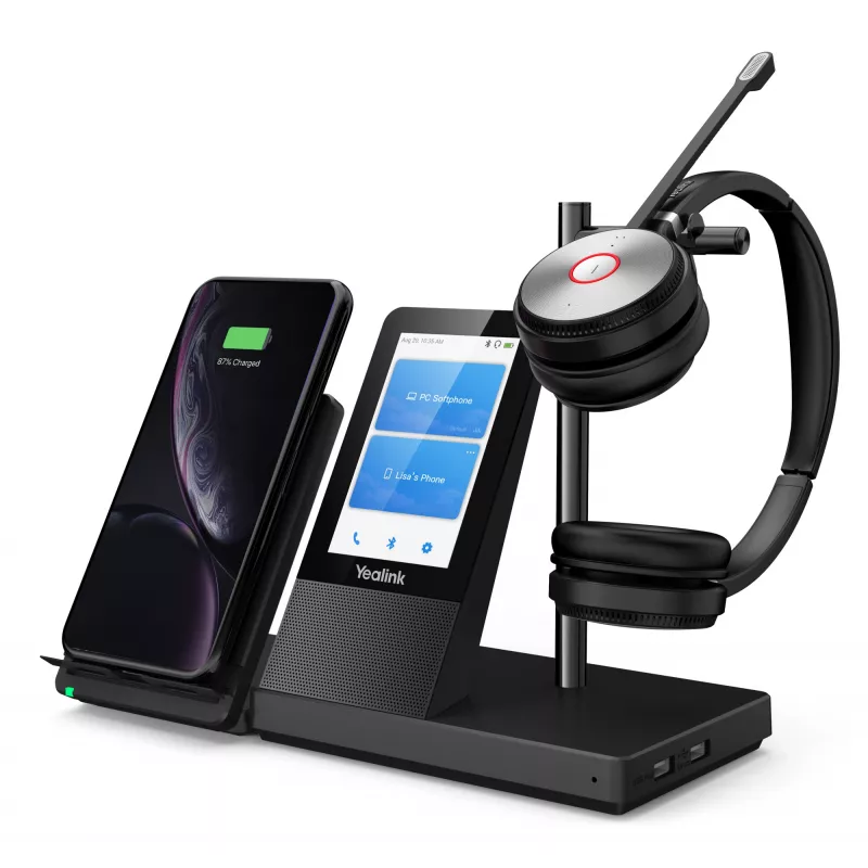 Yealink WH66 DECT bezvadu austiņas — Dual Teams, Bluetooth, supraaurālas, galvas saite, 20–20000 Hz, 127 g, Melna