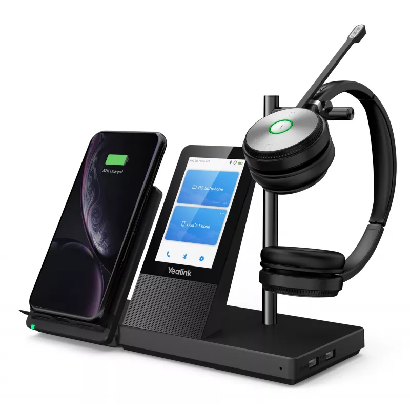 Yealink WH66 DECT bezvadu austiņas — Dual Teams, Bluetooth, supraaurālas, galvas saite, 20–20000 Hz, 127 g, Melna