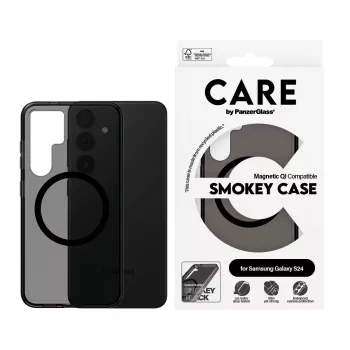 PanzerGlass CARE™ by ® Urban Combat Case Smokey ar Melnu Qi Savietojams Samsung Galaxy S24