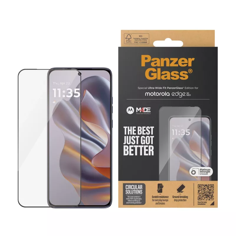 PanzerGlass ® Ekrāna aizsargs ar melnu rāmi Motorola Edge 60 Neo | 50 Neo | Ultra-Wide Fit