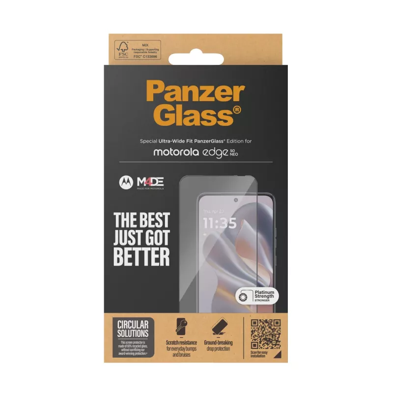 PanzerGlass ® Ekrāna aizsargs ar melnu rāmi Motorola Edge 60 Neo | 50 Neo | Ultra-Wide Fit