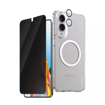PanzerGlass aizsargkomplekts Flagship 3-in-1: maciņš, privātuma rūdītais stikls, kameras lēcu vāciņš Samsung Galaxy S25 Edge