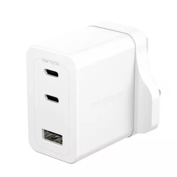 PanzerGlass empower™ by ® Turbo 70W daudzportu lādētājs ar 2 x USB-C + USB-A | UK spraudnis | Sudrabbalts