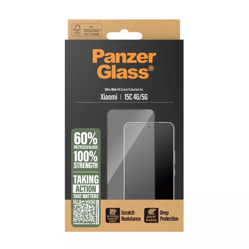 PanzerGlass® Ekrāna aizsargs Xiaomi 15C 4G | 5G | Ultra-Wide Fit