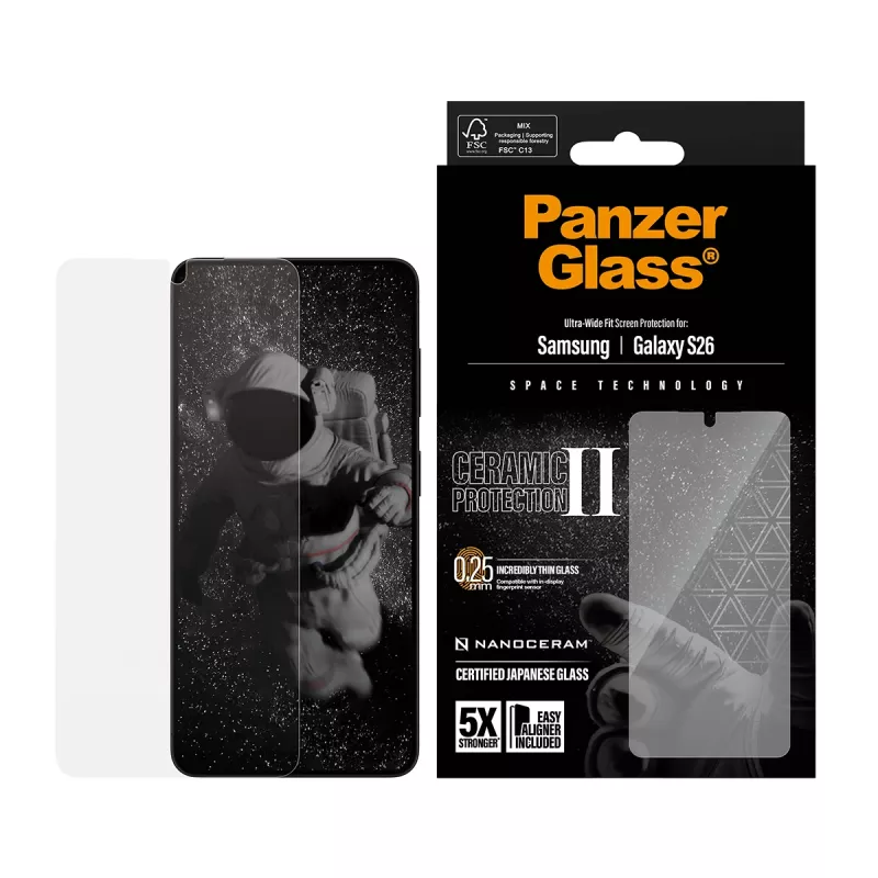 PanzerGlass keramiskais ekrāna aizsargs Samsung Galaxy S26 | Ultra-Wide Fit ar EasyAligner