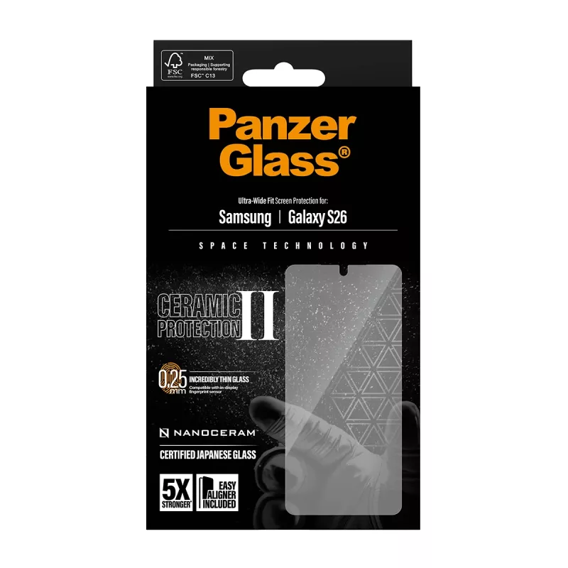 PanzerGlass keramiskais ekrāna aizsargs Samsung Galaxy S26 | Ultra-Wide Fit ar EasyAligner