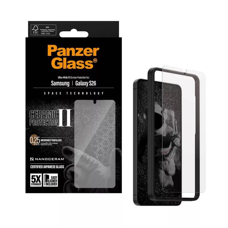 PanzerGlass keramiskais ekrāna aizsargs Samsung Galaxy S26 | Ultra-Wide Fit ar EasyAligner