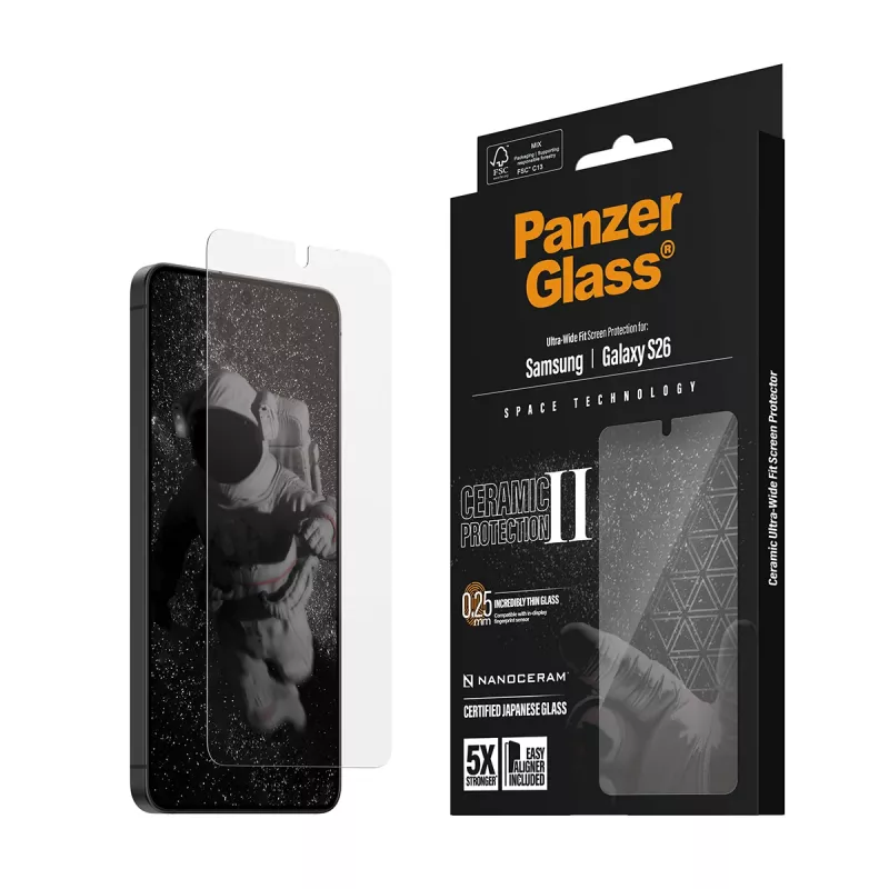 PanzerGlass keramiskais ekrāna aizsargs Samsung Galaxy S26 | Ultra-Wide Fit ar EasyAligner