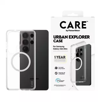 PanzerGlass CARE™ by Urban Explorer caurspīdīgs vāciņš ar White Qi Samsung Galaxy S26 Ultra