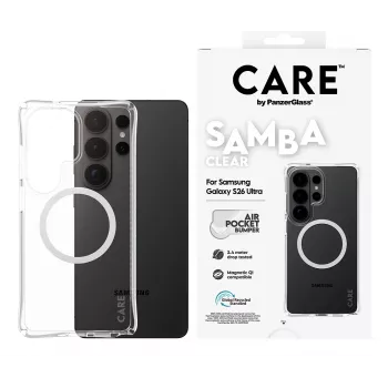 PanzerGlass CARE™ by ® Samba Case Caurspīdīgs ar Baltu Qi Samsung Galaxy S26 Ultra