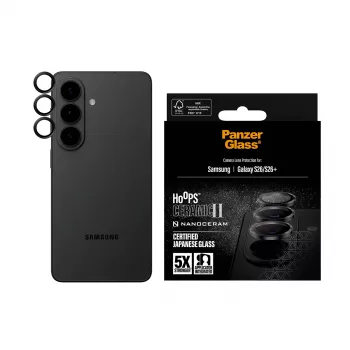 Kameras lēcu aizsargs PanzerGlass Hoops Ceramic II Samsung Galaxy S26 / S26+, rūdīts stikls, silikons, caurspīdīgs