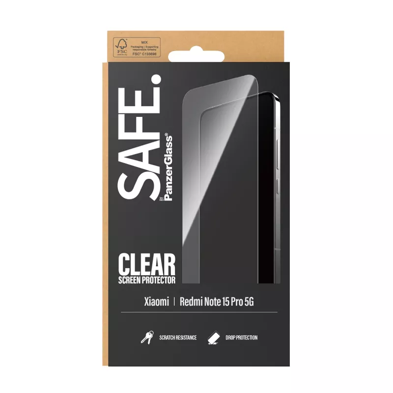 PanzerGlass SAFE. by ® Ekrāna aizsargs Xiaomi Redmi Note 15 Pro 5G | Ultra-Wide Fit
