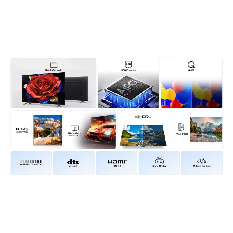 TCL P7K 75P7K televizors 190.5 cm (75 colli) 4K Ultra HD Smart TV QLED Wi-Fi Metālisks 450 cd/m²