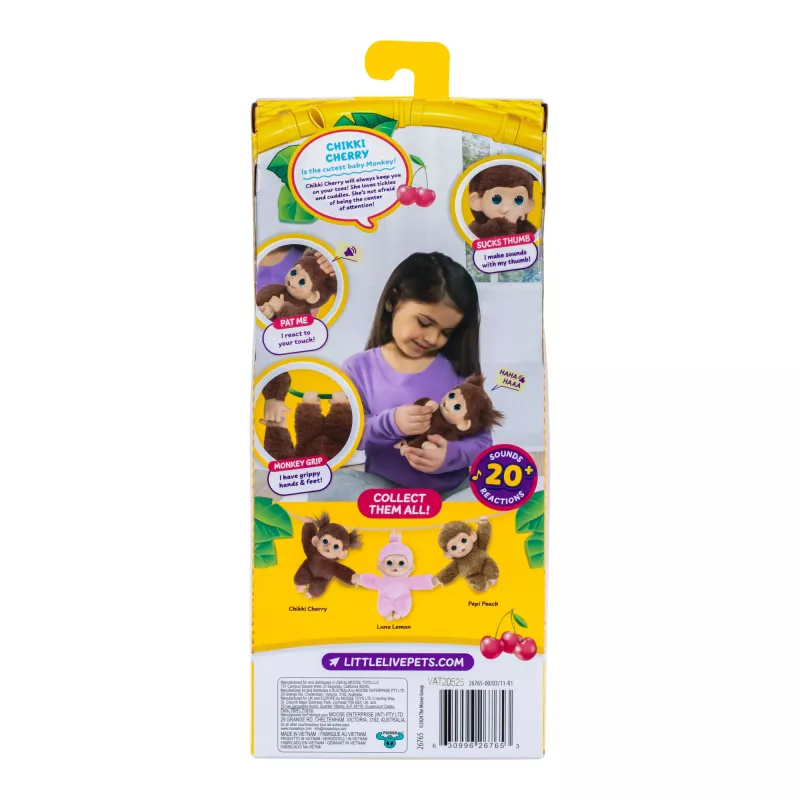 Moose Toys Little Live Pets My Baby Monkey 'Chikki Cherry', Zēns/Meitene, 2 gadi, Skaņas