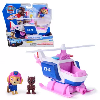 PAW Patrol: Meklēšana un glābšana, Skye glābšanas helikopters ar 2 figūrām, varoņu helikoptera rotaļlieta ar atpakaļvilkšanas darbību, bērnu rotaļlietas zēniem un meitenēm no 3 gadu vecuma