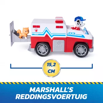 PAW Patrol: Meklēšanas un glābšanas auto Marshall ar 2 figūriņām, rotaļu kravas auto ar atpakaļatgriešanas darbību, bērnu rotaļlietas zēniem un meitenēm no 3 gadu vecuma