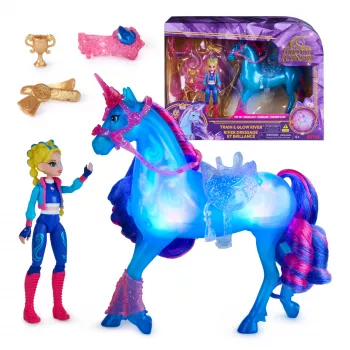 Unicorn Academy, Apmācības un spīdēšanas komplekts ar River vienradzi un Isabel lelli, Lieldienu dāvanu ideja, lelles un vienradžu rotaļlietas meitenēm, 3 treniņu aksesuāri