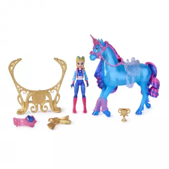 Unicorn Academy, Apmācības un spīdēšanas komplekts ar River vienradzi un Isabel lelli, Lieldienu dāvanu ideja, lelles un vienradžu rotaļlietas meitenēm, 3 treniņu aksesuāri