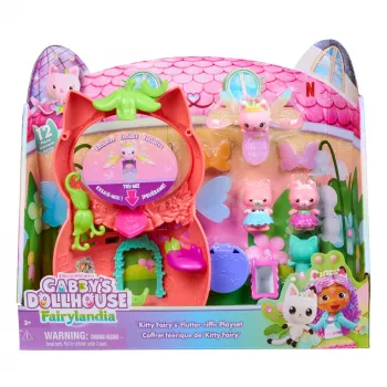 Gabby's Dollhouse Fairylandia, Kitty Fairy Flutter-riffic rotaļu komplekts ar 12 daļām un ekskluzīvu Flutter-riffic gredzenu, bērnu rotaļlietas meitenēm un zēniem no 3 gadu vecuma