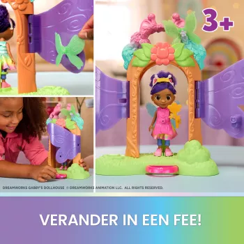 Gabby's Dollhouse Fairylandia, Fairy Magic Atklāšanas Rotaļu Komplekts ar Pārveidošanās Funkciju un Leļļu Mājas Aksesuāriem, Bērnu Rotaļlietas Meitenēm un Zēniem no 3 Gadiem