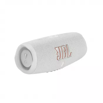 JBL Charge 5 balts — portatīvais skaļrunis ar 30 W, IP67, 20 h akumulatoru
